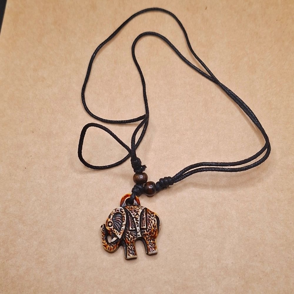 Elephant necklace tribal horn necklace